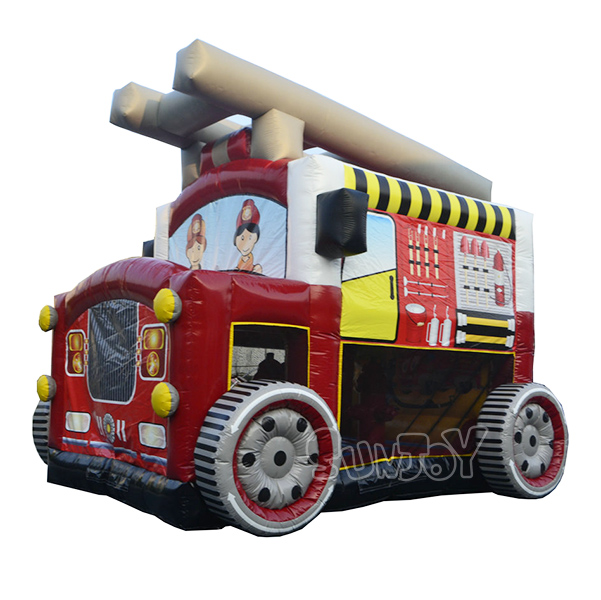 Fire Truck Bounce House with Fire Hydrants Obstacle Bouncer SJ-BO14012