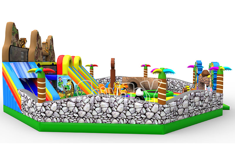 big zoo inflatable playground left view