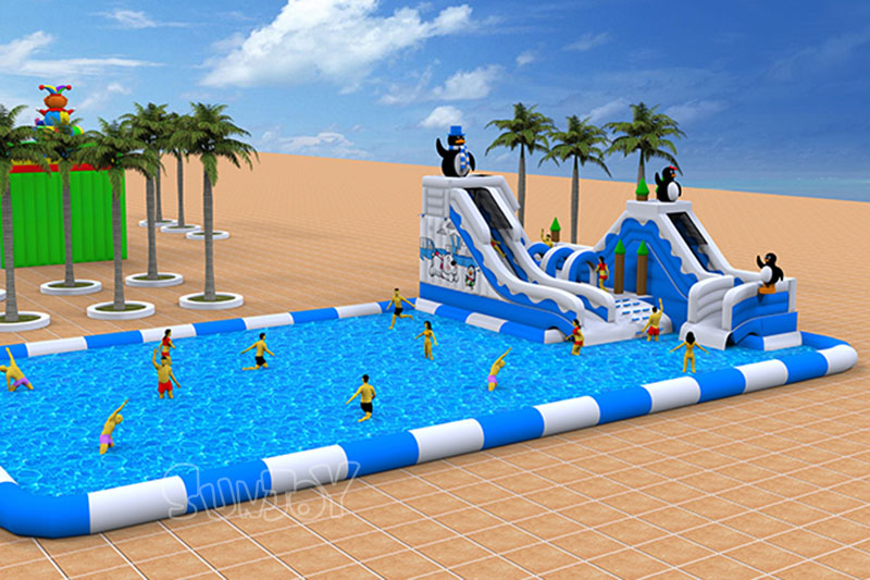 inflatable penguin slide water park effect picture 1